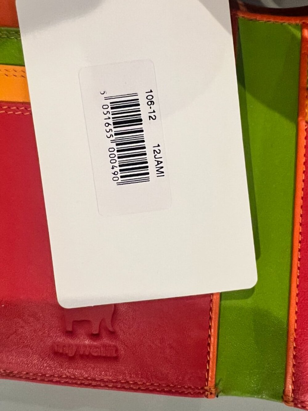 Mywalit NWT Medium Tri-Fold Wallet Jamaica Red Orange Green Italian Leather - Picture 2 of 6
